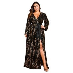 Giffniseti ladies gown black & gold sequence Size 3x Black tie formal Party Gala